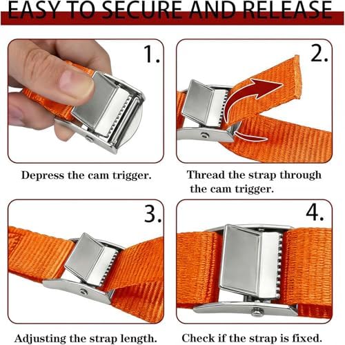 Lashing Straps with Buckles, 1 Inch × 6.7 Feet, Cargo Tie-Down Strap - Image 5