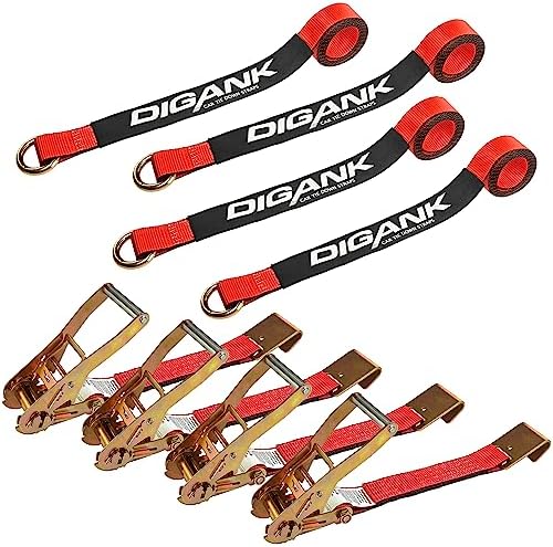 Car Tie Down Straps for Trailers, 4 Pack 2" x 96" Tire Straps, Flat Hooks - Image 2