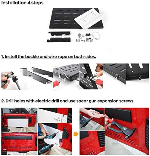 CheroCar for Jeep JK Tailgate Table Rear Foldable Cargo Shelf for 2007-2018 - Image 6