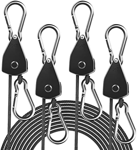 4-Pack 1/8" Rope Hanger, Heavy Duty Ratchet Tie Down Strap by STAYGROW