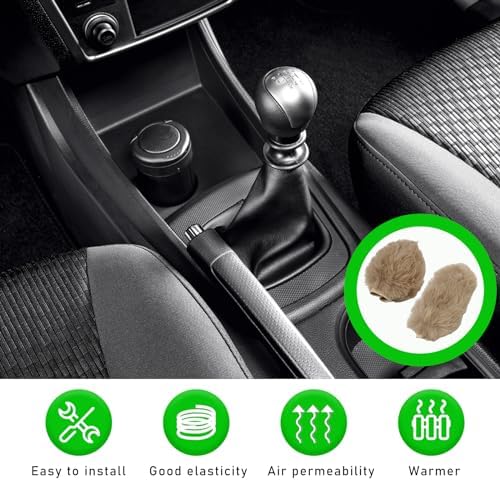 Ziciner 2PCS Plush Car Gear Shift Knob Cover & Handbrake Cover, Comfortable - Image 4