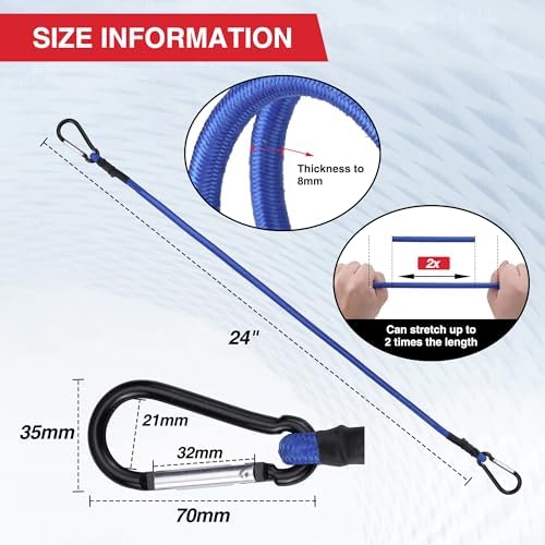 WORKPRO Bungee Cords with Hooks, 8-Piece Heavy Duty Outdoor Bungee Strap - Image 4