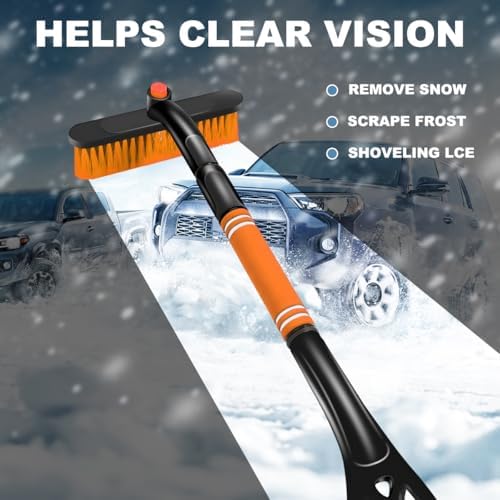 Wevdn Car Snow Brush with Ice Scraper, Detachable Stretchable Snow Scraper with - Image 3