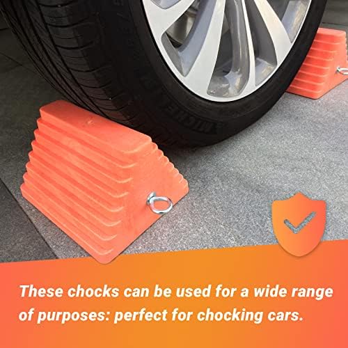 HOXWELL 2 Packs Wheel Chocks Heavy Duty Orange - Image 5