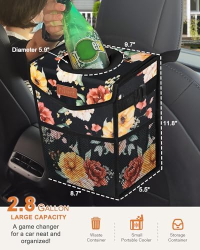 Pritent Car Trash Can with Lid Leakproof Car Garbage Bag Vehicle Trash Bin - Image 2