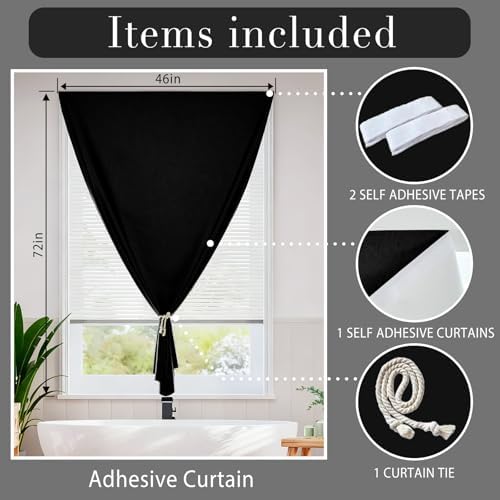 100% Blackout Curtains for Bedroom Stick On Curtain Window Shades Pull Down - Image 6