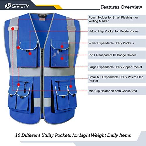 JKSafety Hi Vis Safety Vest for Men Women - Image 3