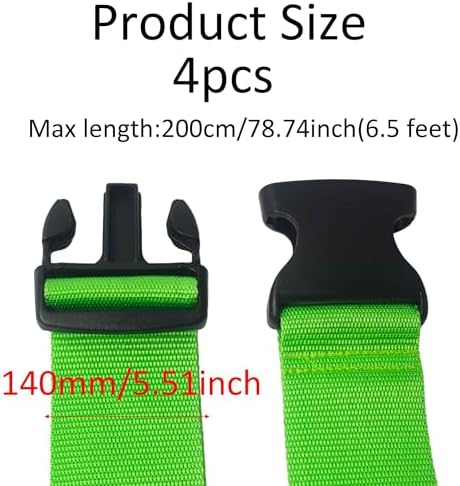 4 Pack Green Luggage Straps, Adjustable Travel Belt - Image 2