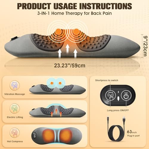 FunBy Lumbar Support Pillow, Triple Fusion Back Massager - Image 2