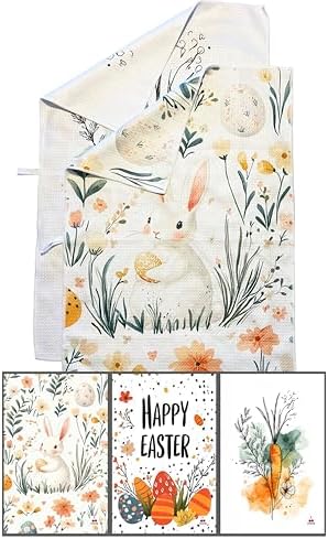 Cerise Easter Premium Microfiber Kitchen Towels | Waffle Weave Microfiber | by CERISE