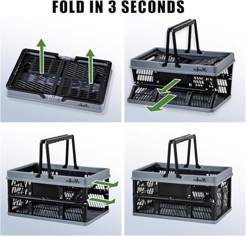 Foladable plastic baskets with handles 20L, collapsible crates - Image 3