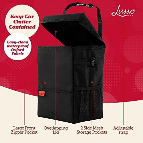 Lusso Gear Car Trash Can, 3.5 Gallon Capacity, Manual-Lift Opening Mechanism - Image 2