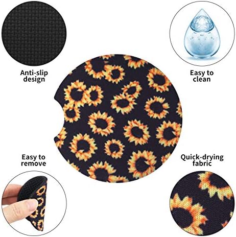 tifanso 2PCS Sunflower Non-Slip Car Cup Holder Coasters - Image 3