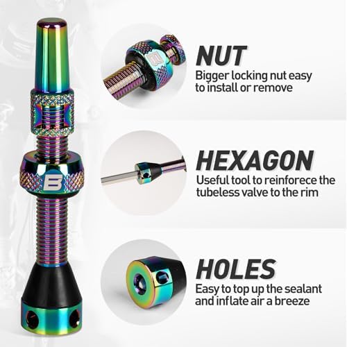 BWSHLF Tubeless Presta Valve Stem 40/44/55/60/65/70/80/100 mm, Super Light - Image 2