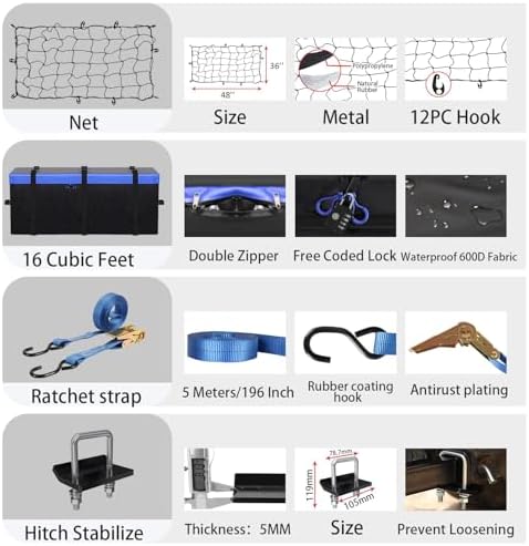 FORWODE 60x20x6 Hitch Carrier for 2 Inch Receiver, 500LB Capacity Hitch Mount - Image 3