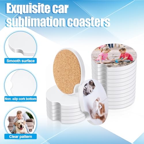 48 Pcs Sublimation Coasters Blanks, Ceramic Car Coasters, 2.6 Inch - Image 2