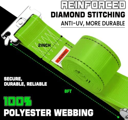 UTV Wheel Chock Tie Down Kit 2pk 2"x 8' 4400LBS E Track Tire Ratchet Straps - Image 6