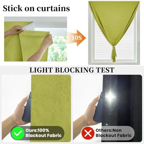 100% Self Adhesive Blackout Curtains- Stick on Curtains Shades Window Blinds - Image 2