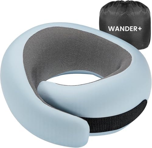 WANDER+® Travel Neck Pillow, Pure Memory Foam Neck Pillow by WANDER