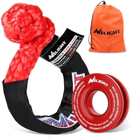 Nilight Synthetic Soft Shackle 1/2" x 24" & Recovery Ring Kit by Nilight