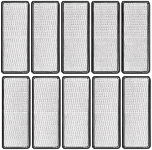 10 Pack White Reflectors Self-Adhesive Rectangular, Quick Mount by FajerminArt
