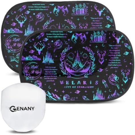 GENANY Purple Fantasy City Car Side Window Sun Shades 2 Piece 21 x 14 Inch by GENANY