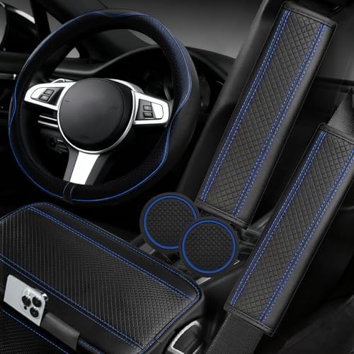 NBTEPEM 6 PCS Car Steering Wheel Cover Set, Microfiber Leather Steering Wheel by NBTEPEM