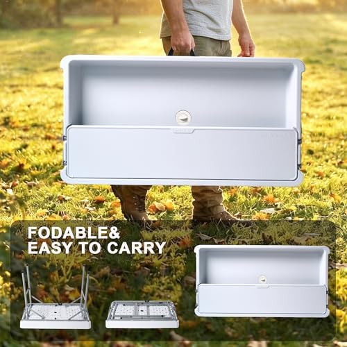 Double-Layer Cooler Table with Drain & Storage Rack, Portable Folding Ice - Image 4