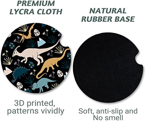 Yonlevres Car Coasters for Cup Holders，Dinosaur, 2 Pack - Image 5