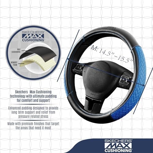 Skechers Steering Wheel Cover, Max Cushioning Leather Steering Wheel Cover - Image 4