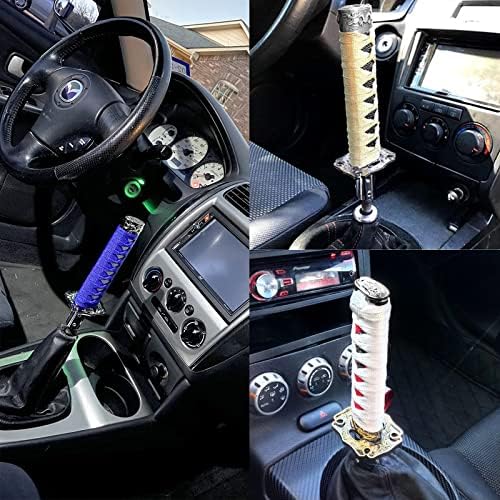 RYANSTAR Katana Shift Knob Samurai Sword Design 4 Adapters Blue White - Image 4