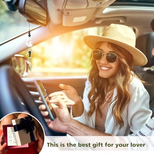 Car Rear View Mirror Witchy Accessories Car Hanging Ornament, Cat&Moon Rearview - Image 5