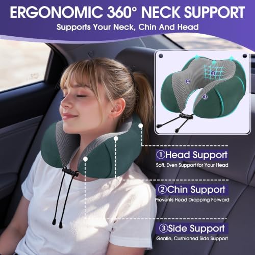 CloudBliss Neck Pillow for Sleeping, Memory Foam Travel Pillow - Image 2