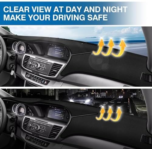 KUST Black Dash Cover for 2013-2017 Honda Accord Polyester Dashboard Cover - Image 6