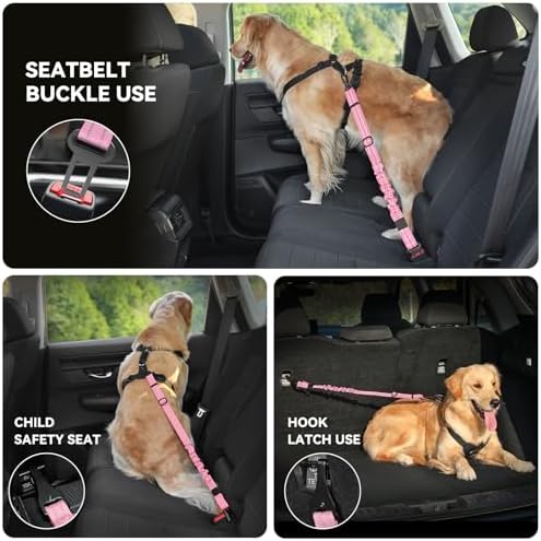 Pawaboo Dog Seat Belt Harness for Car, Seatbelt Harness - Image 4