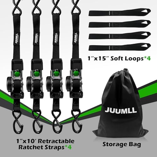 Retractable Ratchet Straps Heavy Duty Tie Down Straps -1" x 10' - Image 5
