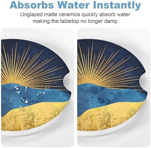 2 Pack Car Cup Holder Coaster, 2.63 inch Anti Slip Insert Absorbent Ceramic Car - Image 5