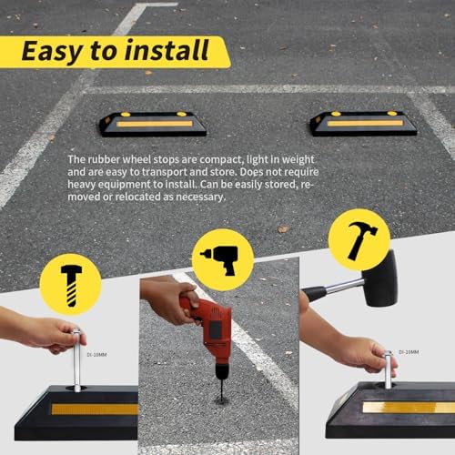 MaxxHaul 50135 2-Pack Commercial Grade Rubber Curb Parking Blocks - Image 5