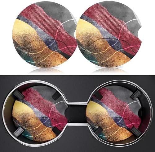 2 Pack Car Cup Holder Coaster, 2.63 inch Anti Slip Insert Absorbent Ceramic Car by Heainaiyoo