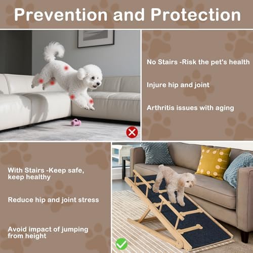 Dog Ramp for Bed, Adjustable Small to Large Dog Ramp for Couch - Image 2