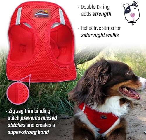 DOGGIE DESIGN American River Ultra Choke-Free Mesh Dog Harness Red - Image 4