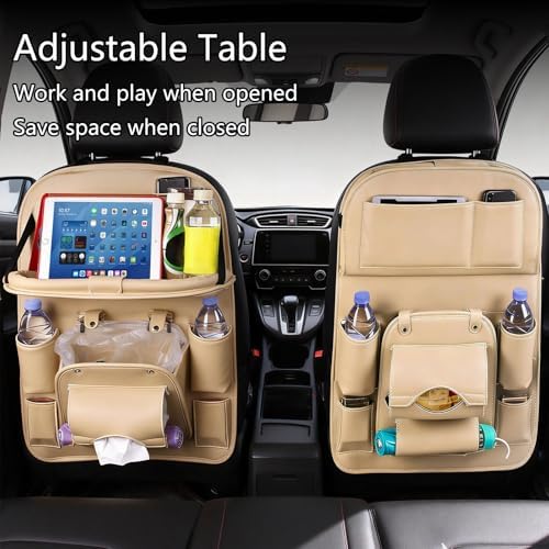 Backseat Car Organizer with Tray, 2 Pack Leather Seat Storage - Image 4