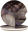 Britimes Car Coasters for Drinks, 2 Pack Ceramic Stone 2.56" Purple Gold by Britimes