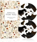 Swooflia Elegant Ceramic Car Coasters Classic Brown Cow Cup Holder Coasters by Swooflia
