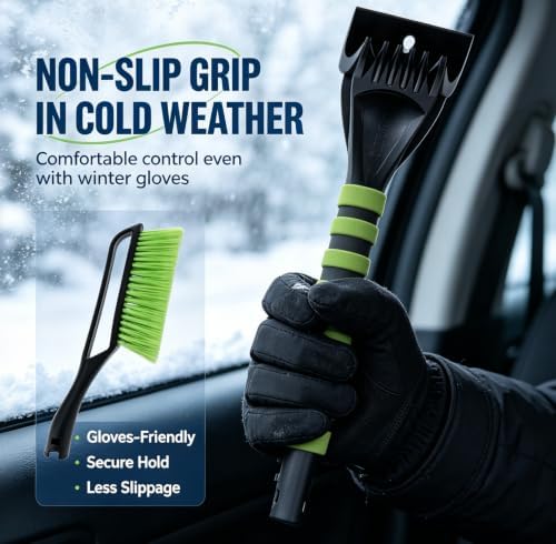 14-Inch Ice Scraper & Snow Brush Combo – Non-Slip Comfort Grip, - Image 5
