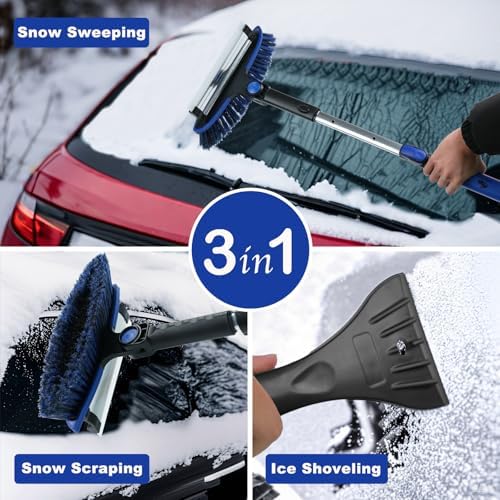 CARCAREZ 39" Extendable Car Snow Brush and Ice Scraper, Windshield Window Ice - Image 2