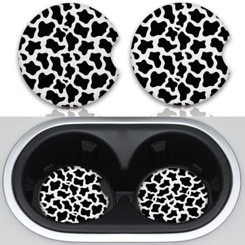 Cute Cow Print Animal Themed Black and White Cup Holders, 2 Pack Universal by Unknown