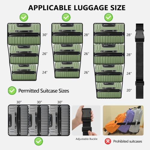 3 Packs Luggage Straps for Suitcases, 2 Connector Straps & Elastic Strap - Image 5