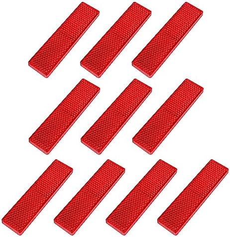 10 Pack Red Reflectors Self-Adhesive Rectangular, Quick Mount by FajerminArt