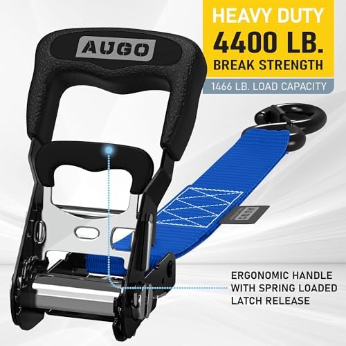 AUGO Heavy Duty Ratchet Straps & Soft Loops – Pack of 4 Extra Strong 1.5” by - Image 2